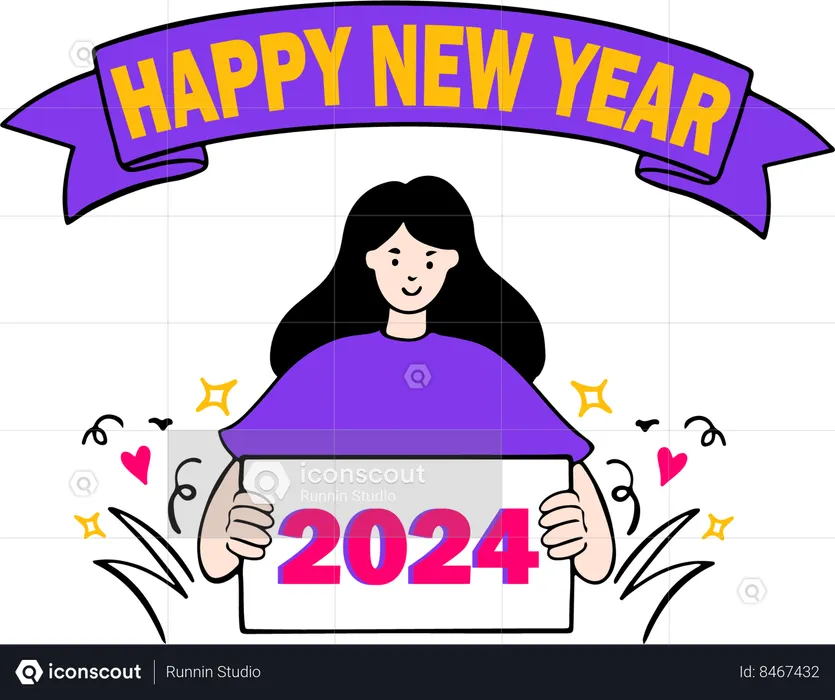 Happy New Year 2024  Illustration