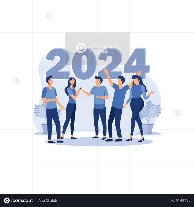 Blue January 2024 Calendar in EPS, Illustrator, JPG, Word, SVG - Download