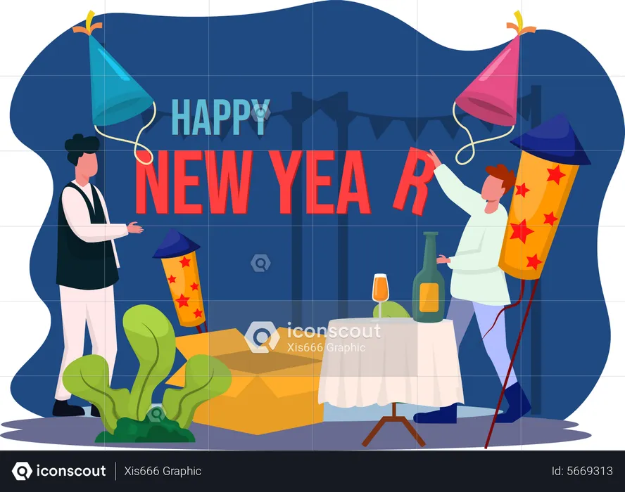 Happy new year party decoration  Illustration