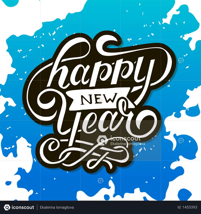 Happy New Year Vector Gradient Phrase Lettering Calligraphy Sticker  Illustration