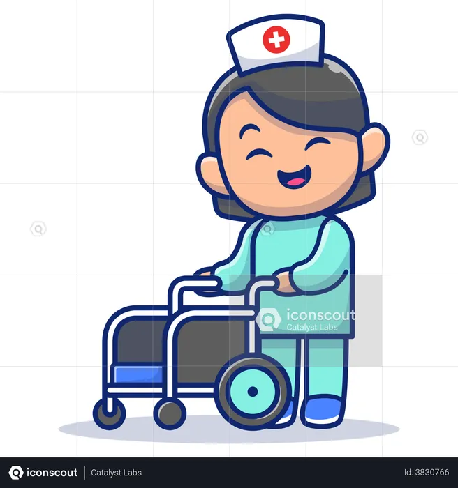 Happy nurse serving during covid pandemic  Illustration