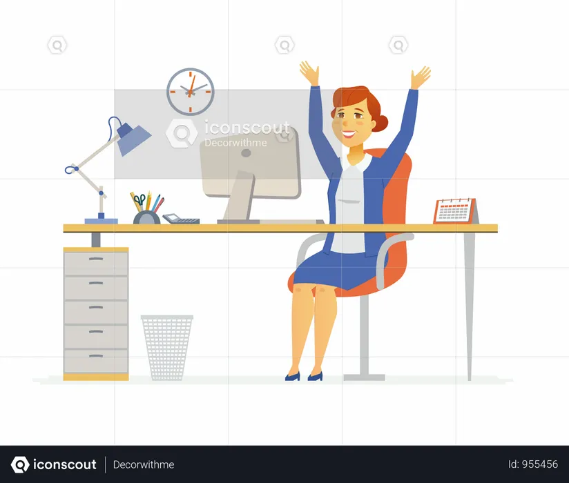 Happy Office Worker  Illustration