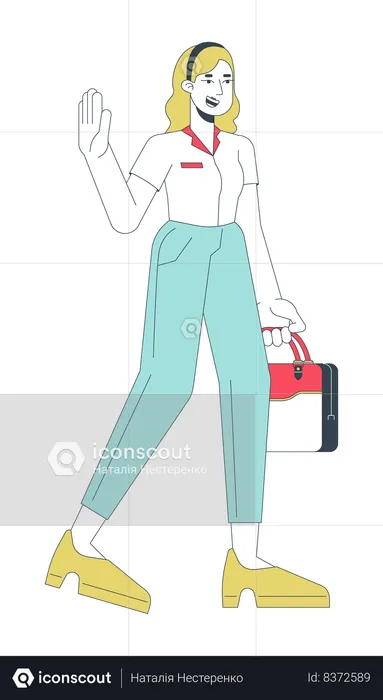 Happy office worker female leaving office  Illustration