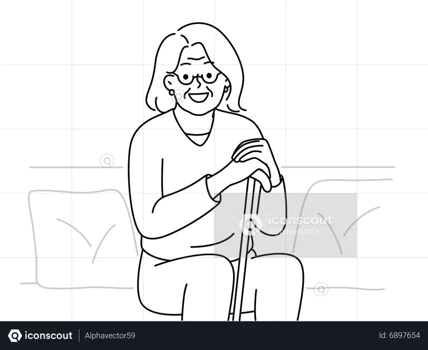 Happy old woman  Illustration
