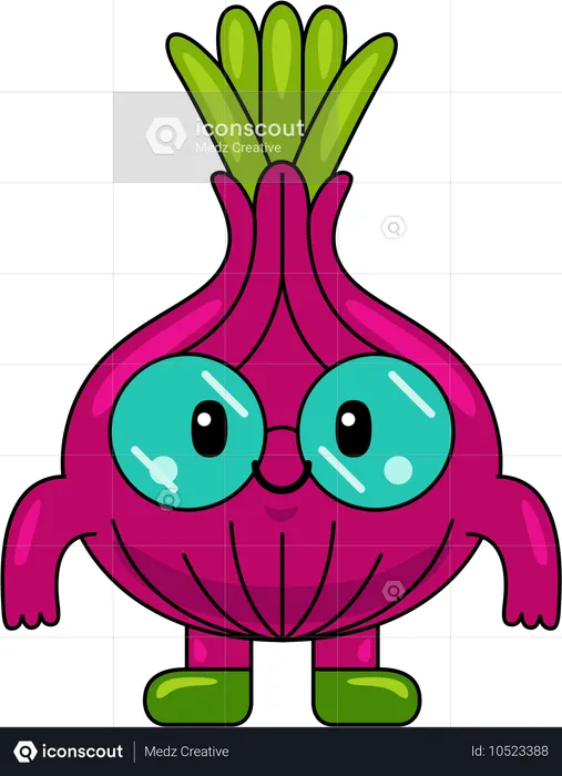 Happy Onion Mascot Character  Illustration