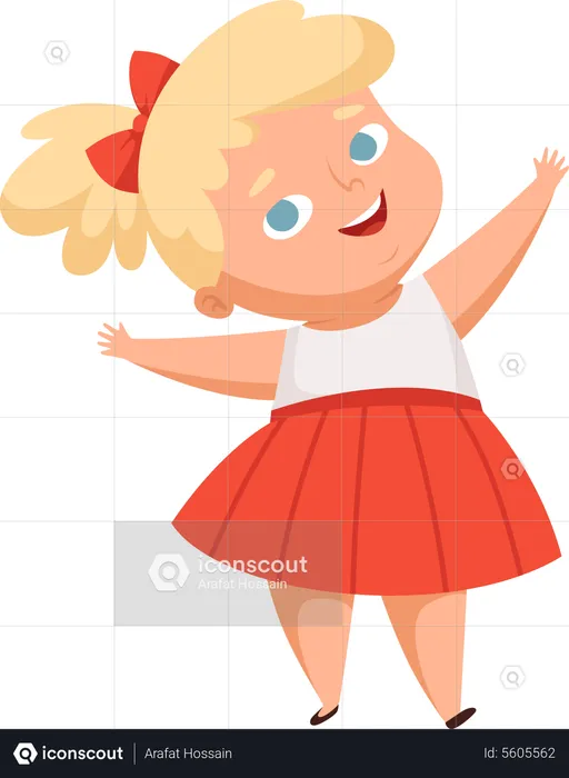Happy Overweight Girl  Illustration