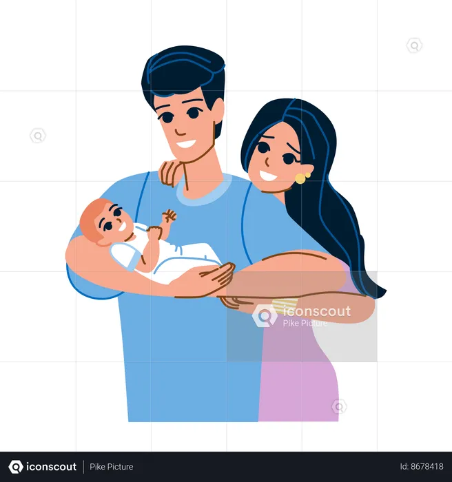 Happy parent with newborn baby  Illustration