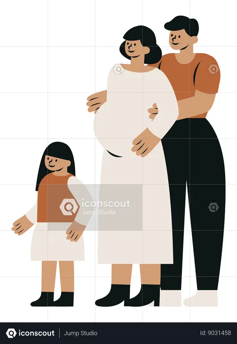 Happy Parents and Children  Illustration