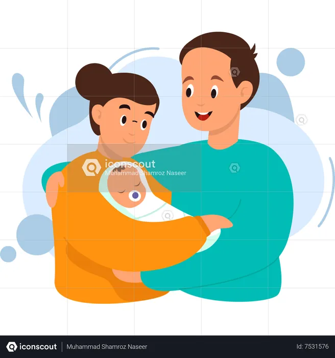 Happy Parents and new born baby  Illustration