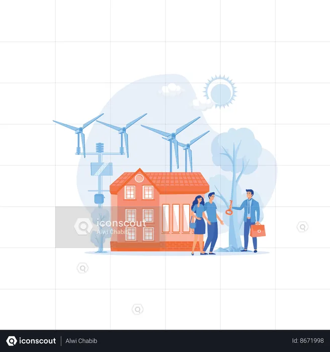 Happy People Buying new Home  Illustration