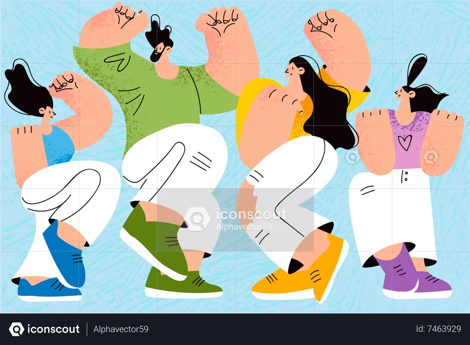 Happy people dancing  Illustration