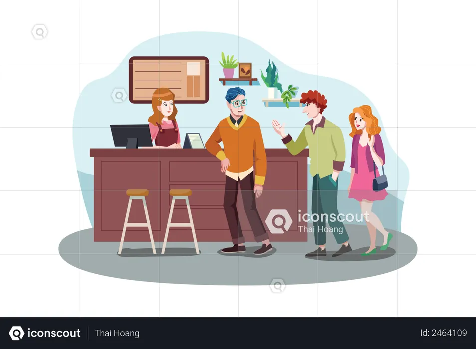 Happy people meeting in coffee shop  Illustration