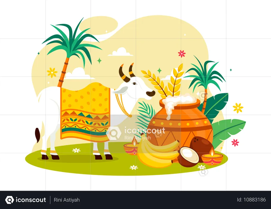 Happy Pongal Celebration  Illustration