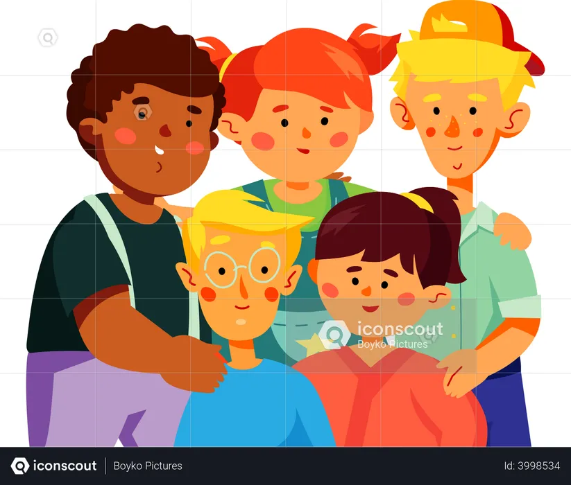 Happy preschool children  Illustration