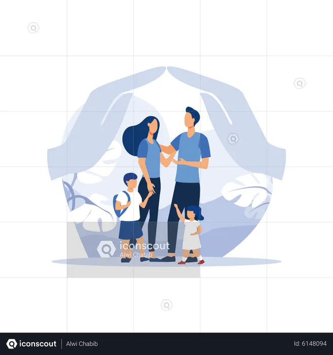 Happy prosperous family  Illustration