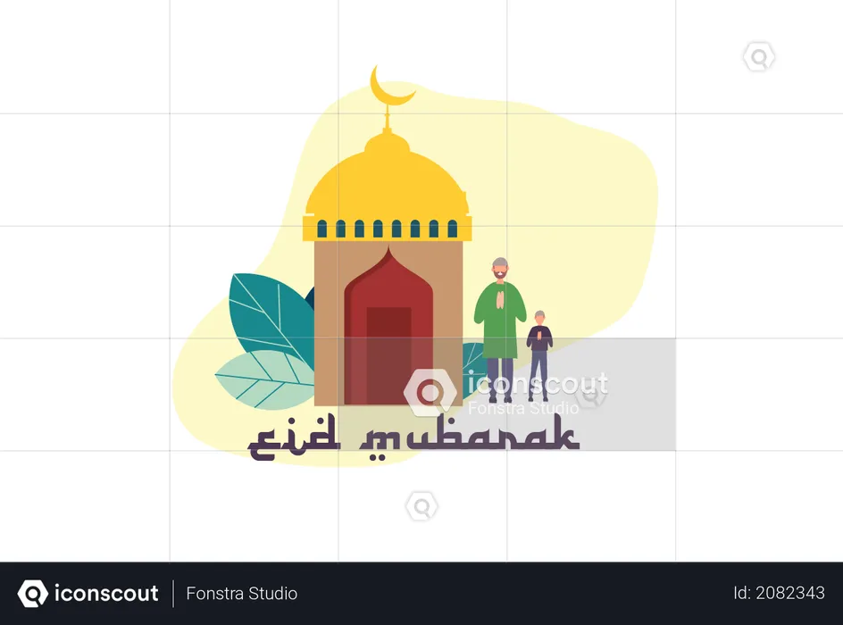 Happy ramadan concept with tiny people character for web landing page template, banner, flyer and presentation  Illustration