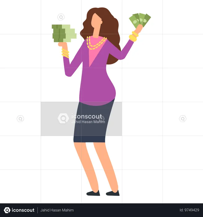 Happy rich woman  Illustration