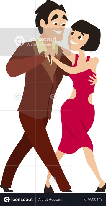 Happy Romantic Couple Dance  Illustration