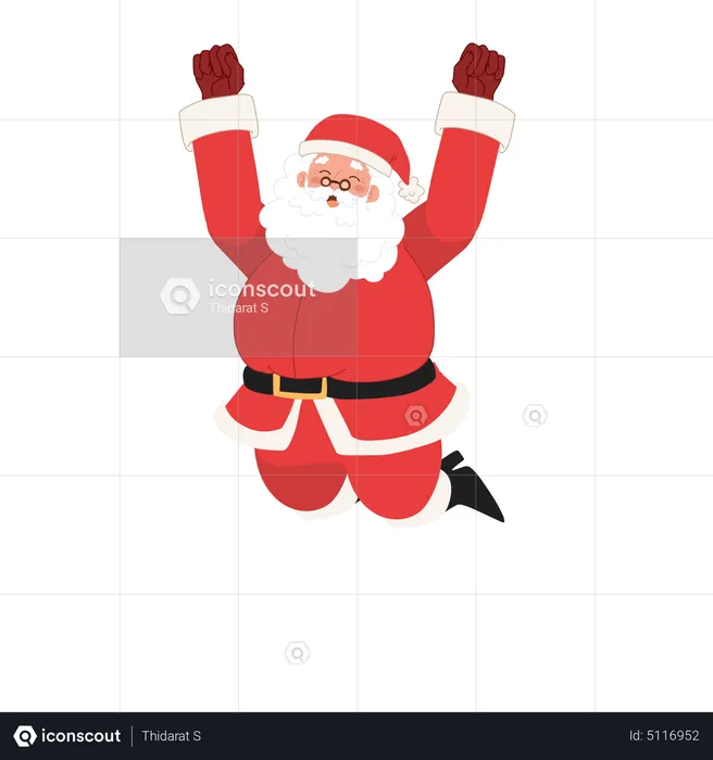Happy Santa claus is jumping  Illustration