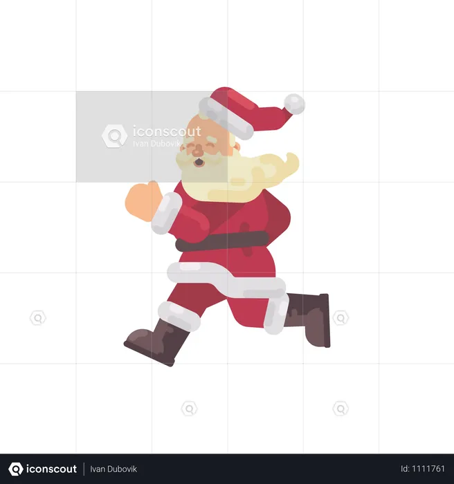 Happy Santa Claus Running Flat Christmas Character Illustration  Illustration