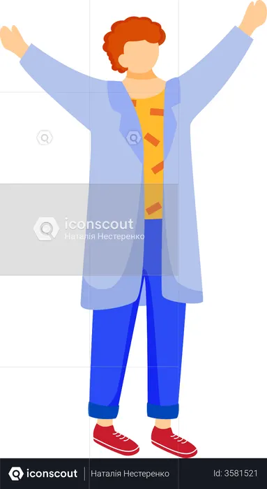 Happy science student in lab coat  Illustration