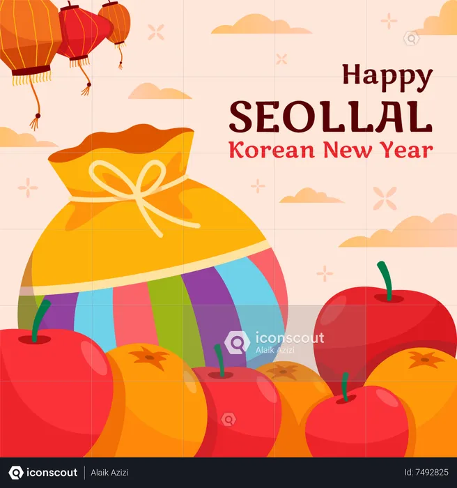 Happy Seollal Korean New Year Illustration Free Download Festival