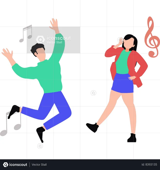 Happy siblings dancing in party  Illustration