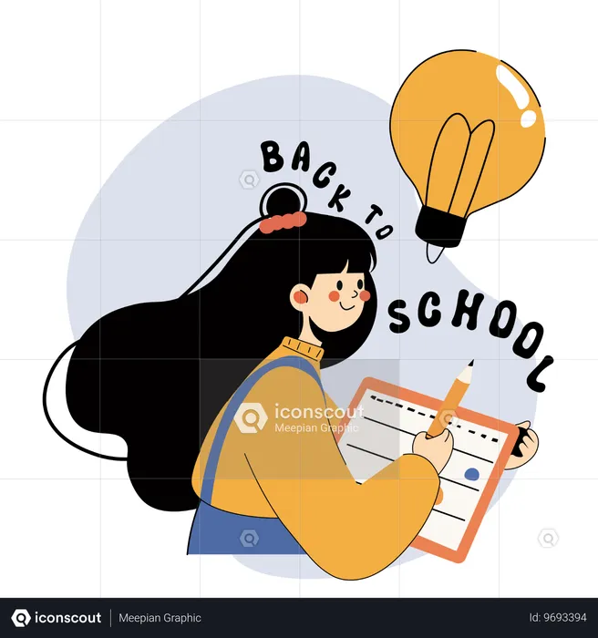 Happy Student Holding a Pencil and Notebook  Illustration