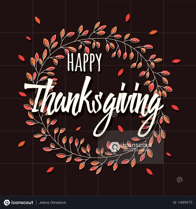 Happy Thanksgiving day card with decorative elements, colorful design  Illustration