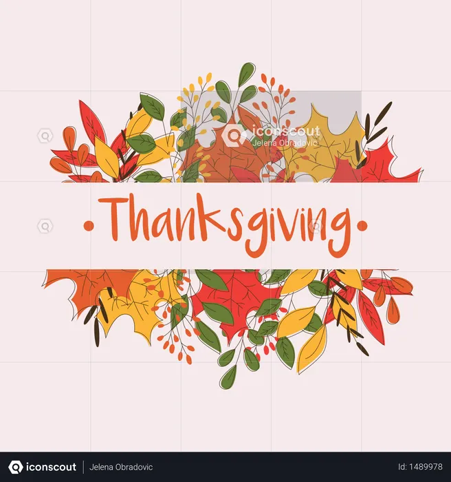 Happy Thanksgiving day card with decorative elements, colorful design  Illustration