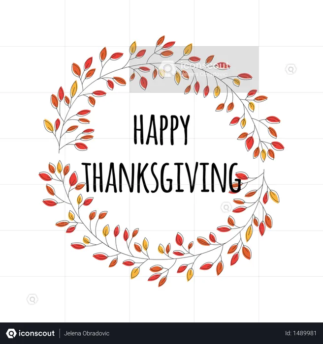 Happy Thanksgiving day card with decorative floral wreath, colorful design  Illustration