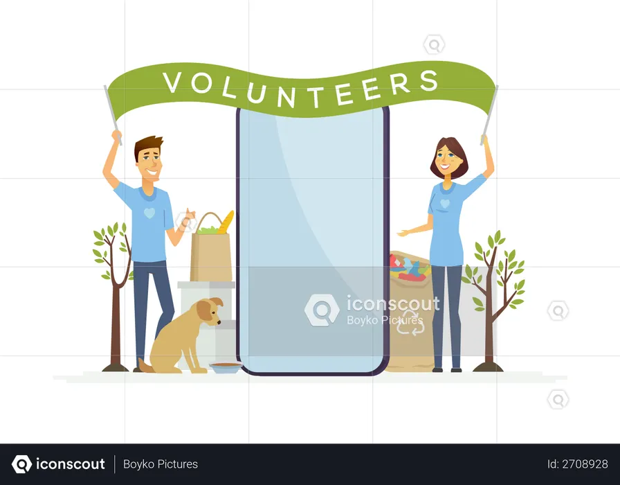 Happy volunteers  Illustration