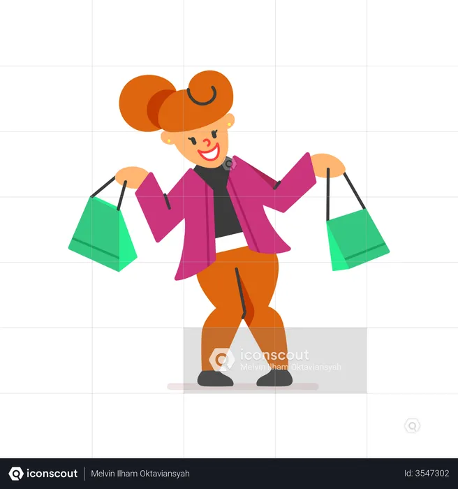Happy woman by shopping  Illustration