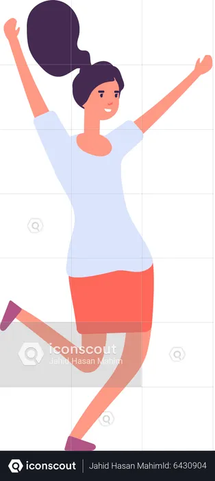 Happy Woman Dancing  Illustration