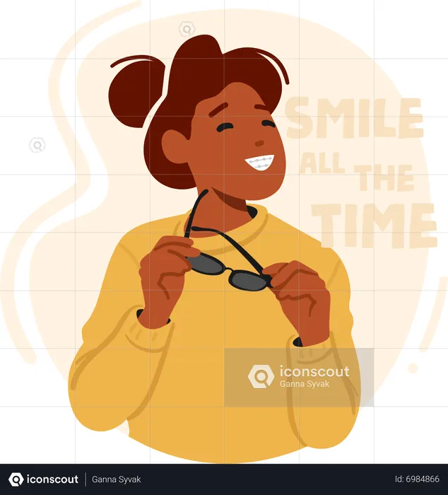 Happy Woman holding googles  Illustration
