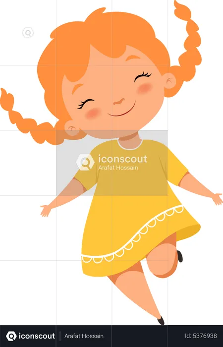 Happy Woman Jumping  Illustration