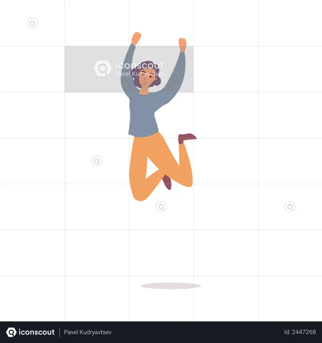 Happy woman jumping in air  Illustration