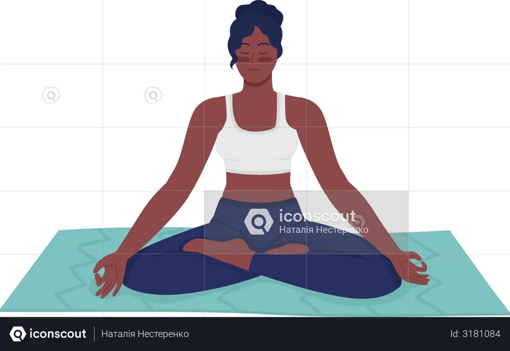 Happy woman meditating  Illustration