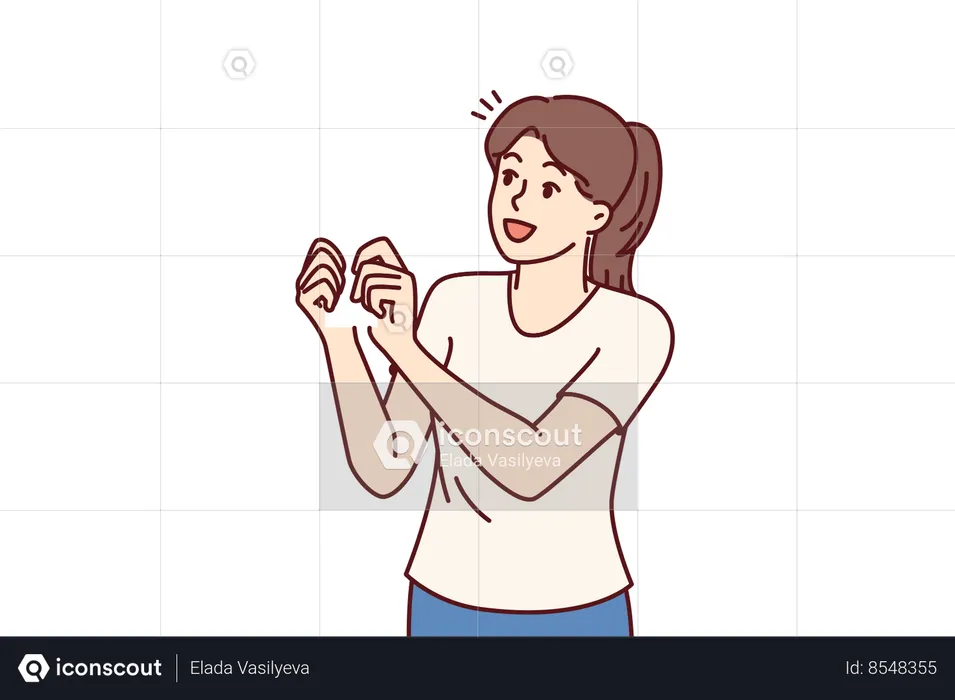 Happy woman with arrow pointing up  Illustration