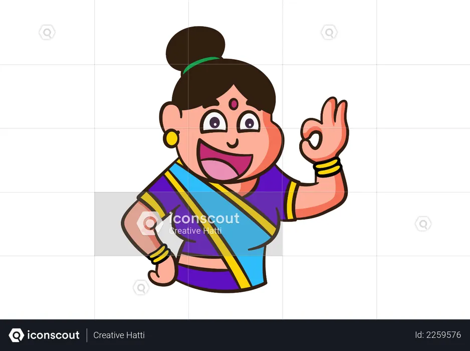 Happy woman with okay sign  Illustration
