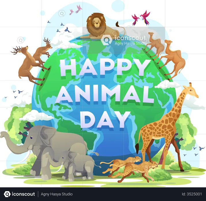 Happy World Animal Day  Illustration