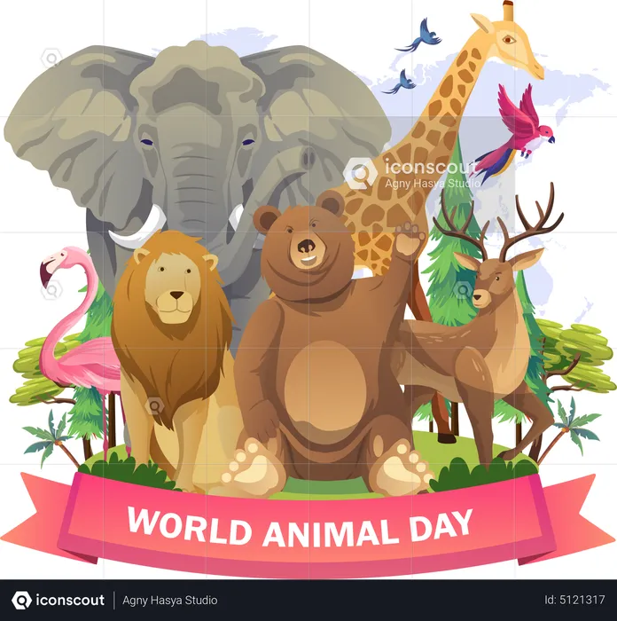 Happy World Animal Day  Illustration