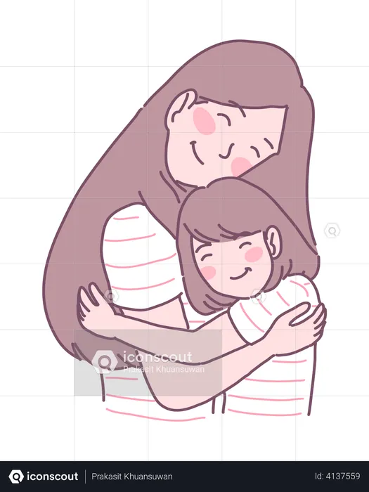 Happy young mom caring her daughter  Illustration