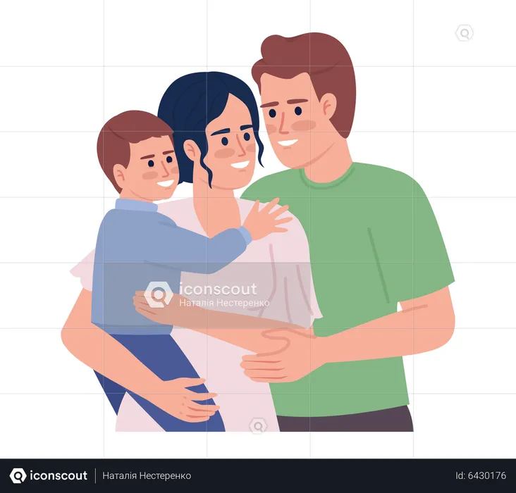 Happy young parents with small boy  Illustration