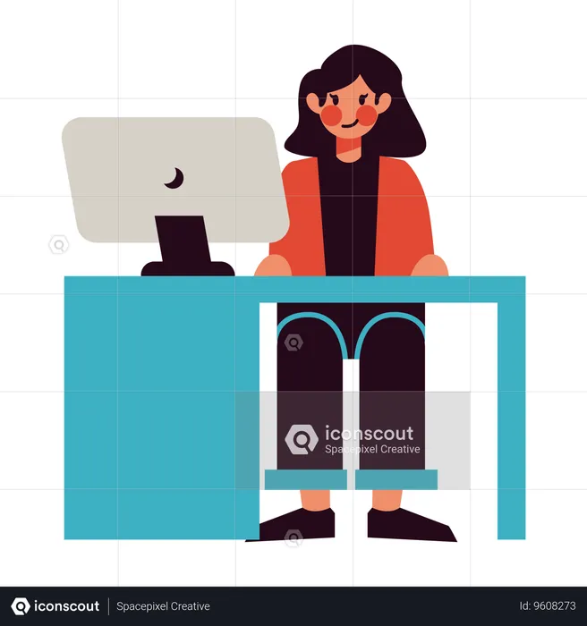 Hardworking women working in office  Illustration