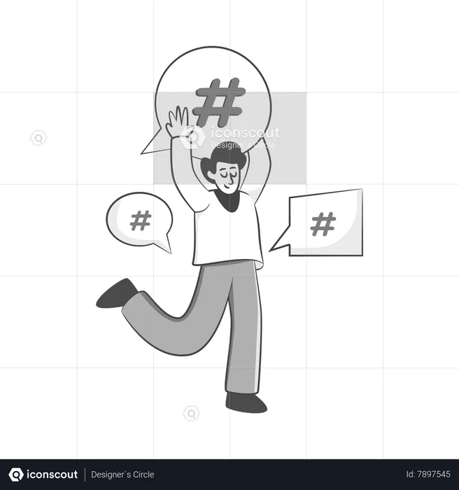 Hashtag de mídia social  Ilustração