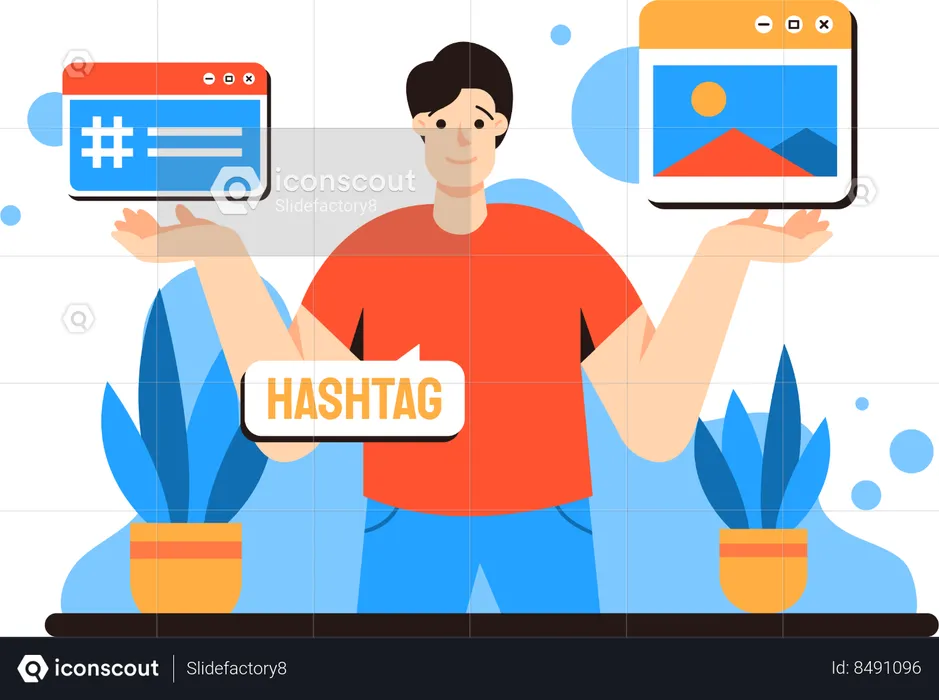 Hashtag Promotion On Media social  Illustration