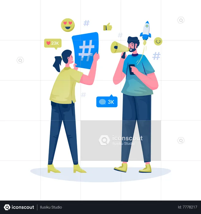 Hashtag strategy on social media  Illustration