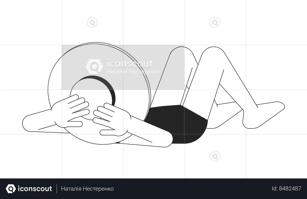 Hat young woman lying on beach  Illustration