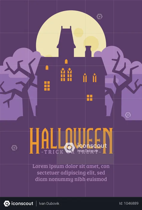 Haunted Mansion Halloween Flyer  Illustration
